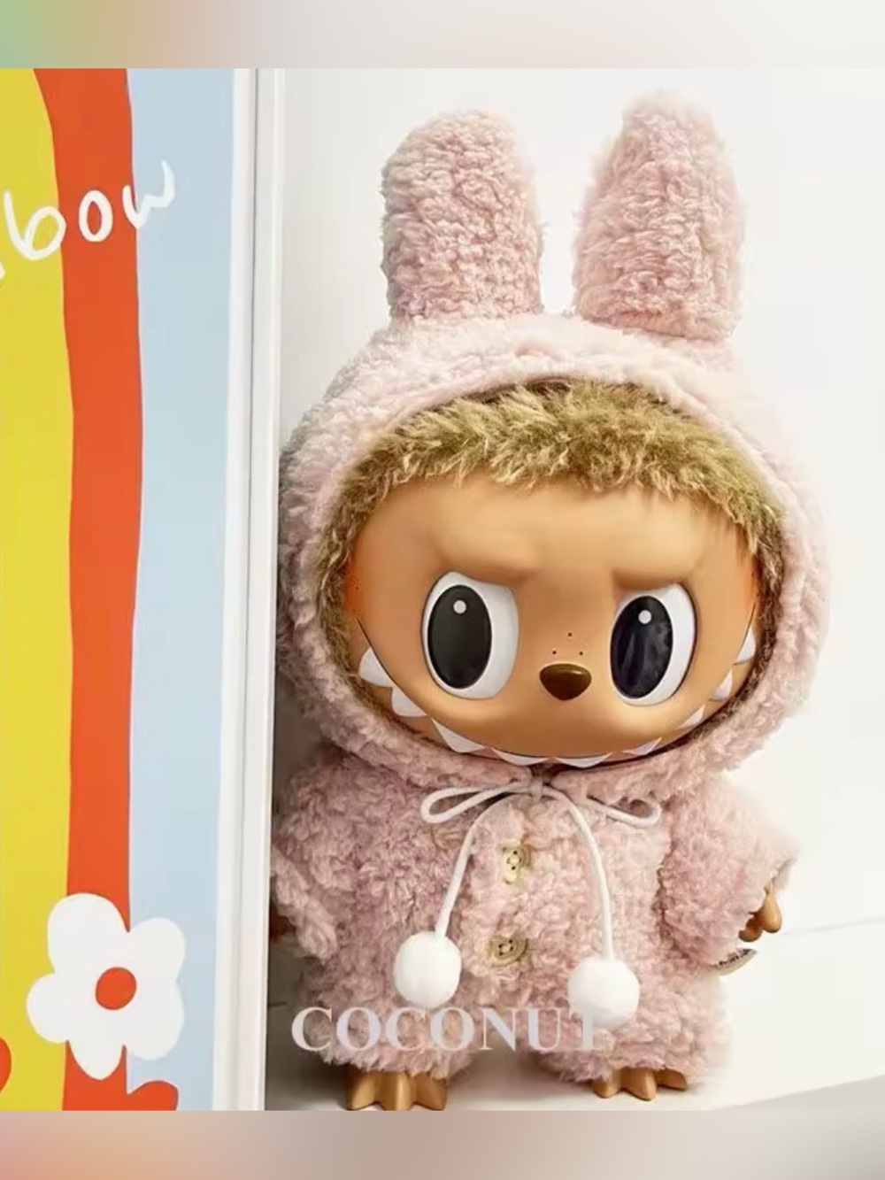 Pink Cozy Costume 38cm labubu Doll with hat
